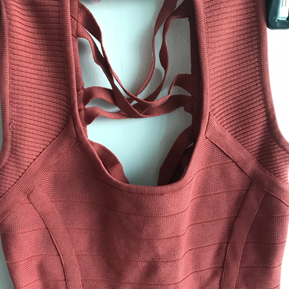 Hot Miami Styles Mini Dress Small Apricot Bandage